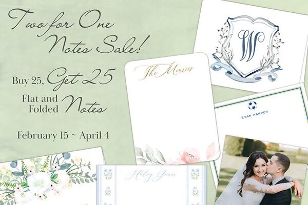 Two for One Notecards - Buy 25, Get 25 Free! Sale Now!